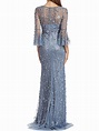 Theia Flounce-Sleeve 3-D Embroidered Gown | SaksFifthAvenue in 2021 ...