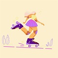 Cute cartoon girl roller skating 1437583 Vector Art at Vecteezy