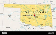 Oklahoma, OK, mapa político con la capital Oklahoma City, ciudades ...