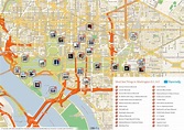 Map of Washington DC tourist: attractions and monuments of Washington DC