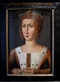 an old painting of a woman wearing a crown