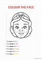 COLOUR THE PARTS OF THE FACE: English ESL worksheets pdf & doc