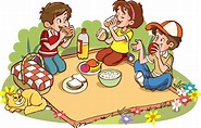 lindos niños pequeños hacen un picnic juntos ilustración vectorial de ...