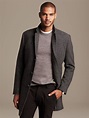 Banana republic Textured Wool Topcoat in Black for Men | Lyst