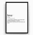 Love Definition Print - Poster Wall Art Quote Typography Home - Frame ...