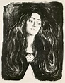 The Brooch (Eva Mudocci) - Edvard Munch Edvard Munch, Portrait Drawing ...