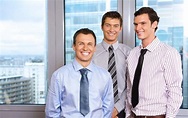 Three Businessmen Smiling at Office, Portrait Stock Image - Image of ...