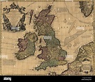 British Isles in early 18th century map showing internal divisions, all ...