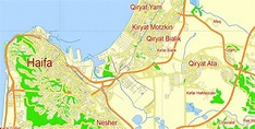 Haifa, Israel, Free printable SVG map in English