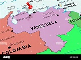 Venezuela, Caracas - capital, anclado en el mapa político Fotografía de ...