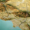 Los Angeles County Topographic Map 3D Render Satellite View Bord ...