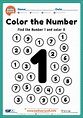 Coloring Numbers, Number 1 Worksheet - Free Printable PDF