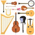 Los instrumentos musicales de cuerda establecen una herramienta de ...