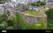 Aerial view of Haverfordwest Castle, Pembrokeshire, Wales, UK Stock ...