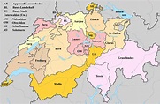 Schweiz Karte mit Regionen & Landkarten mit Provinzen