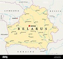 La Bielorussia Mappa Politico con capitale Minsk, confini nazionali ...