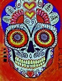 ORIGINAL PAINTING Mexican Day of the Dead Sugar Skull Primitive Modern ...