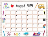 EDITABLE Printable August Calendar 2023 Back to School - Etsy Australia
