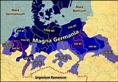 Germanic settlement 1000 BC - 100 BC by Arminius 1871: The map shows ...