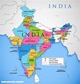 ⊛ Mapa de la India 🥇| Político & Físico Grande Para Imprimir · 2024