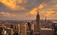 Sunset over the Manhattan, New York Wallpaper Download 5120x3200