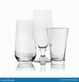 Set of Empty Glasses for Different Drinks on White Stock Image - Image ...