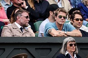Brad Pitt in Knit Polo at Wimbledon 2023 Final with Guy Ritchie
