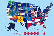 All 50 US States Map with Flag Design Graphic by HD Art Workshop ...