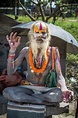 A sadhu, a Hindu holy man, at Pashupatinath Temple in Kathmandu, Nepal ...