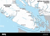 Mapa de la Isla de Vancouver (Nanaimo, Victoria, Tofino) y Gran ...