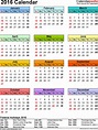 2016 Calendar With Holidays Printable | Excel calendar template ...