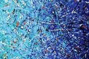 Tropical - Large blue & turquoise Jackson Pollock abstract painting