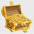 Unlocked chest filled with gold coins illustration, Buried treasure ...