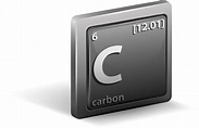 Carbon chemical element. Chemical symbol with atomic number and atomic ...
