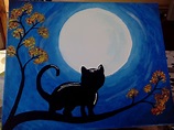 Gato y luna llena | Dibujos, Paisajes, Gato luna