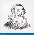 Johannes Kepler Vector Portrait Isolated Sketch Editorial Stock Image ...