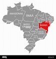 Bahia red highlighted in map of Brazil Stock Photo - Alamy