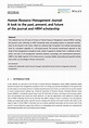 (PDF) Human Resource Management Journal: A look to the past, present ...