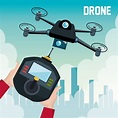 Dron con control remoto de mano | Vector Premium