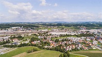 Austria, Lower Austria, Aerial view of Amstetten stock photo