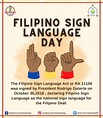 Happy FSL Day! October 30 is Filipino Sign Language Day. Filipino Sign ...