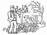 Sweep In The Autumn Leaves Coloring Page | Coloring pages, Autumn ...
