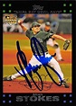 Brian Stokes autographed baseball card (Tampa Rays) 2007 Topps #276 Rookie