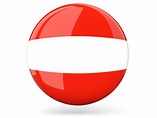 Glossy round icon. Illustration of flag of Austria