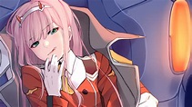 darling in the franxx zero two with red dress and coat 4k hd anime ...
