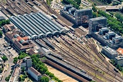 Luftaufnahme Karlsruhe - Hauptbahnhof der Deutschen Bahn in Karlsruhe ...