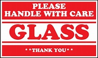 Glass Please Handle With Care Shipping Labels 5 " x 3"