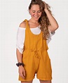 Yellow Hippie Overall Shorts | Striped Overalls | Soul Flower