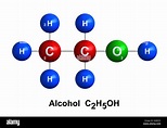 3D Render de la estructura molecular del alcohol aislado sobre fondo ...