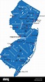 Detailed map of New Jersey state,in vector format,with county borders ...